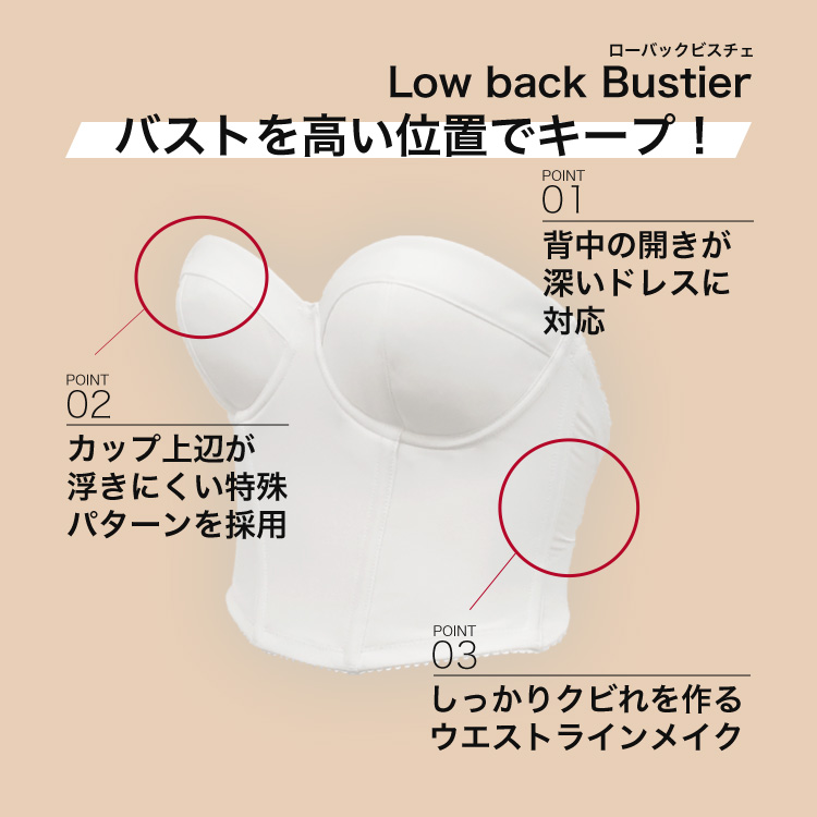 ブライダルインナー リュクシー　アイテム毎の背中の開き